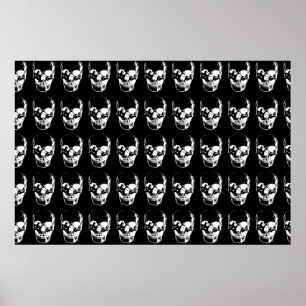 Skull - Black & White Poster