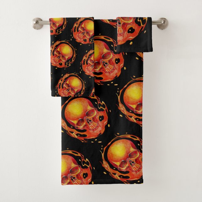 skull Blaze fire Bath Towel Set (Insitu)