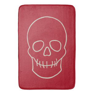 Skull - Blood Red and Bone White Bath Mat