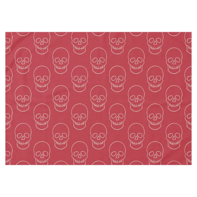 Skull - Blood Red and Bone White Tablecloth (Front (Horizontal))