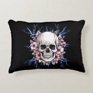 Skull Blossoms in Kawaii Style Decorative Cushion
