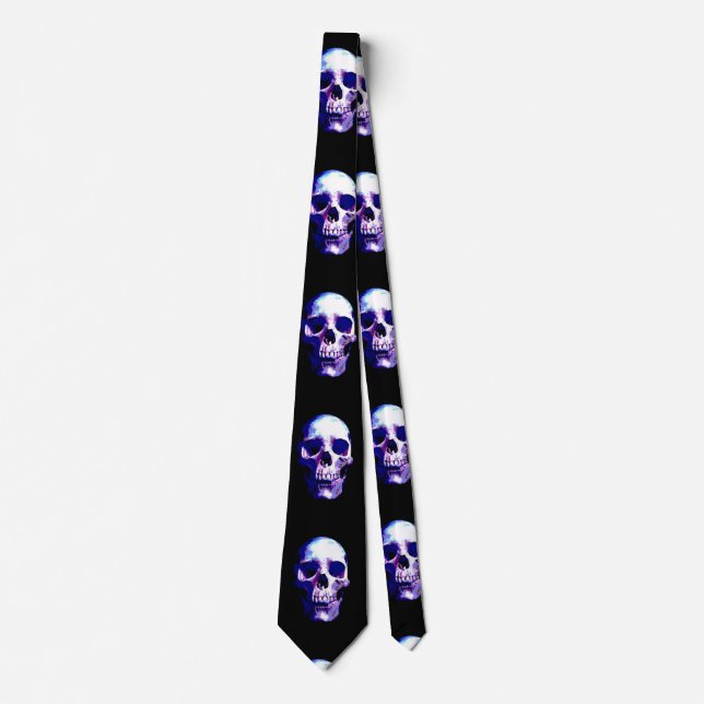 Skull Blue & Black Artwork Tie (Front)