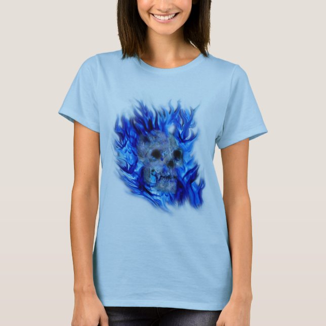 SKULL & BLUE FLAMES Aaryn Steele Art Top (Front)
