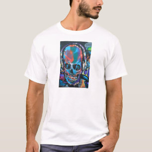 Skull, blue music Graffiti street art, urban goth T-Shirt