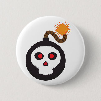 skull bomb cartoon 6 cm round badge