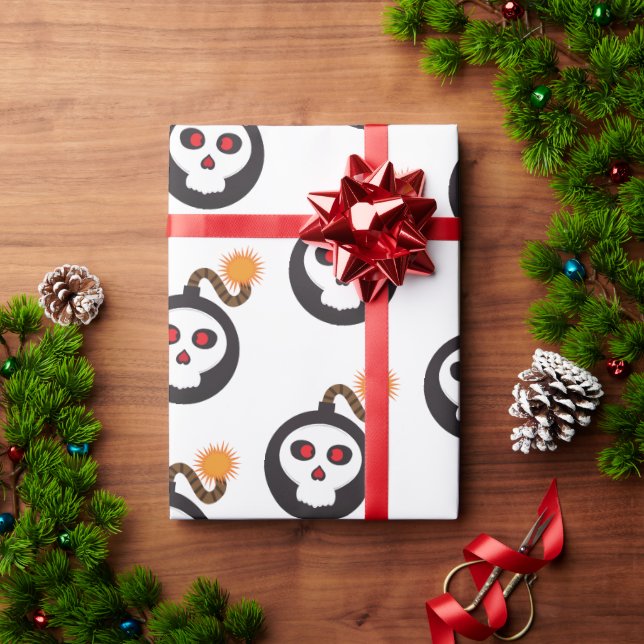 skull bomb cartoon wrapping paper (Holiday Gift)
