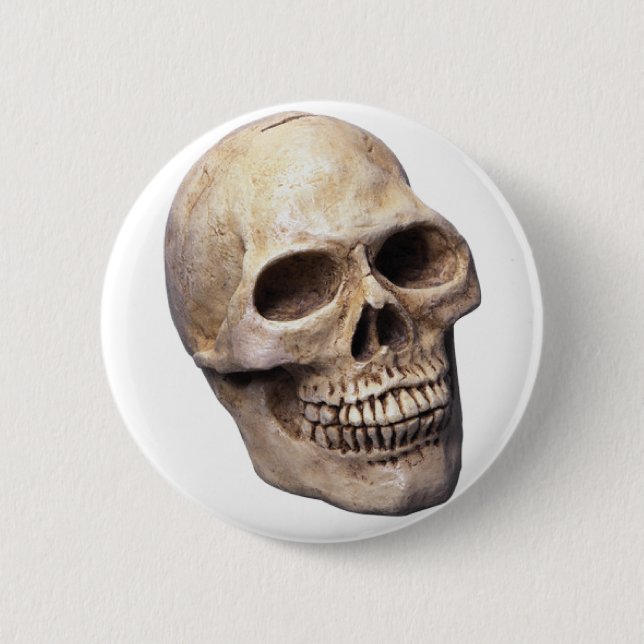 Skull bone 6 cm round badge (Front)
