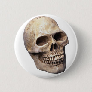 Skull bone 6 cm round badge