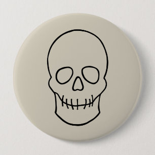 Skull - Bone White and Bat Black 10 Cm Round Badge