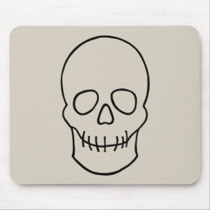 Skull - Bone White and Bat Black Mouse Mat