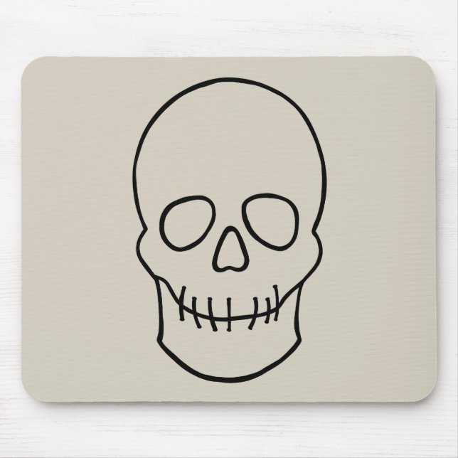 Skull - Bone White and Bat Black Mouse Mat (Front)