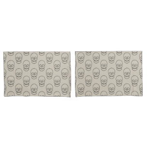 Skull - Bone White and Bat Black Pillowcase