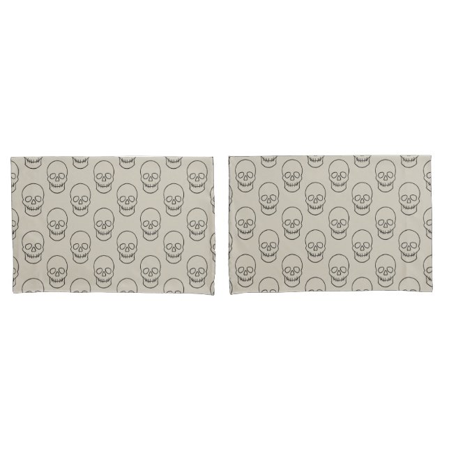 Skull - Bone White and Bat Black Pillowcase (Front-Set)