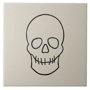 Skull - Bone White and Bat Black Tile