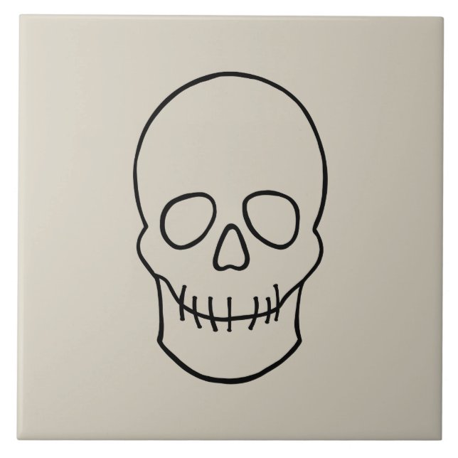 Skull - Bone White and Bat Black Tile (Front)