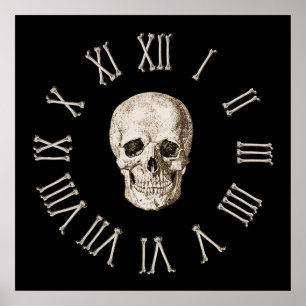 Skull & Bones Clock Face Poster
