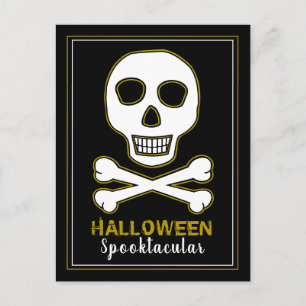 Skull & Bones, Gold Halloween Party Invitation