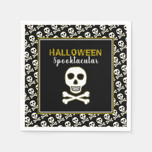 Skull & Bones, Gold Halloween Party Napkin