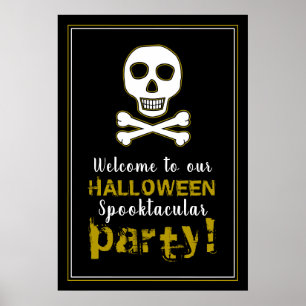 Skull & Bones, Gold Halloween Welcome Sign