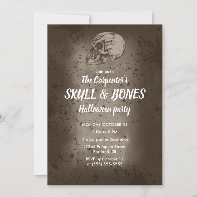 Skull & Bones Halloween Invitation (Front)