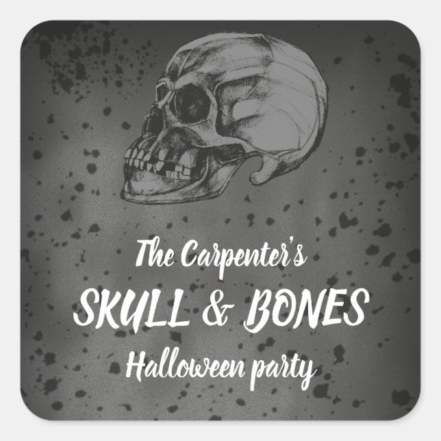 Skull & Bones Halloween Square Sticker (Front)