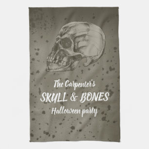 Skull & Bones Halloween Tea Towel