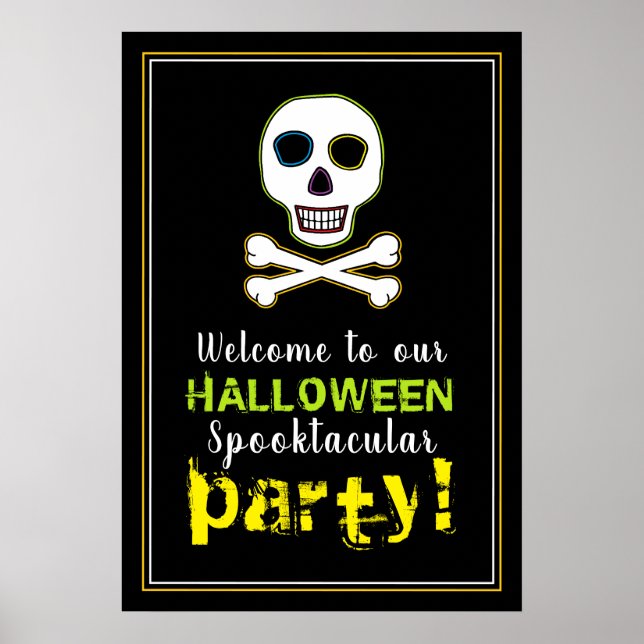 Skull & Bones, Neon Halloween Welcome Sign (Front)