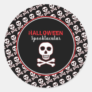 Skull & Bones, Red Halloween Party Classic Round Sticker
