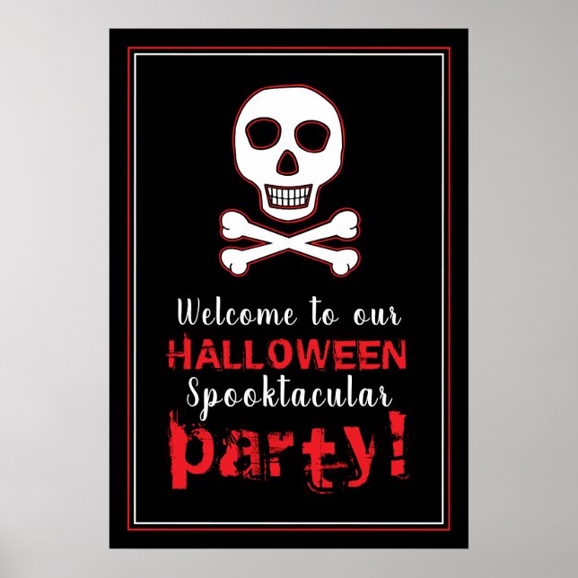 Skull & Bones, Red Halloween Welcome Sign (Front)