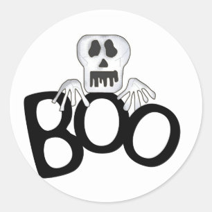 Skull Boo Classic Round Sticker