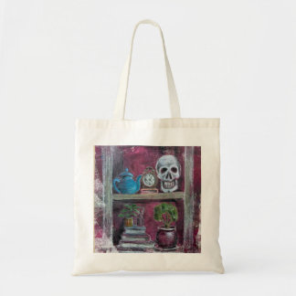 Skull Bookshelf Tote Bag