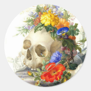 Skull Bouquet Classic Round Sticker