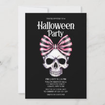 Skull Bow Stripes Pink Horror Halloween Party