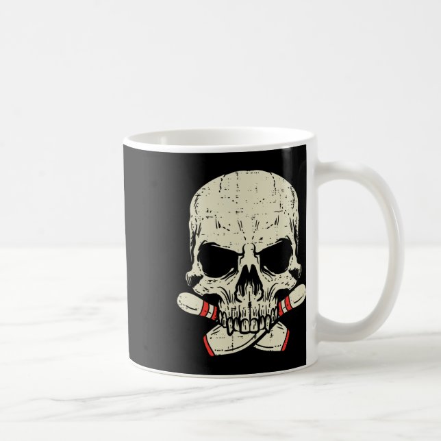 Skull Bowling Pins Skeleton Head Bowler Men Boys K Coffee Mug (Right)