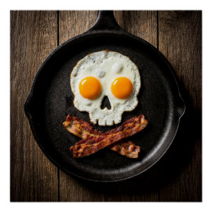 Skull Breakfast – Dark Food Humor Art Poster