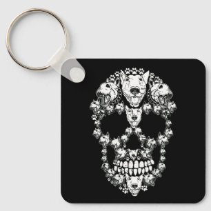 Skull Bull Terrier Skeleton Halloween Costume Scar Key Ring