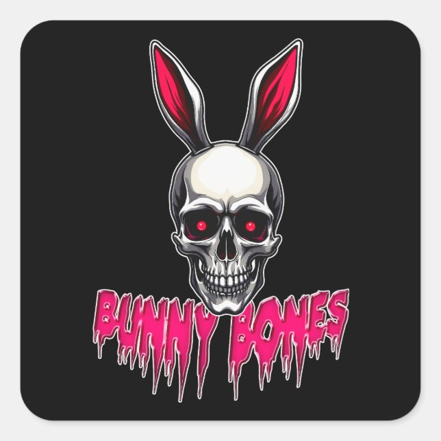 Skull Bunny – Dark Easter Art - Autocolante Square Sticker (Front)