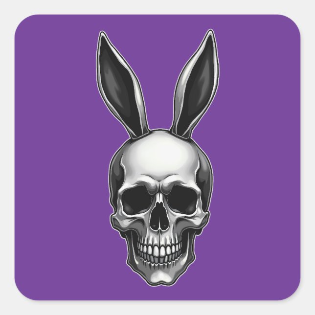 Skull Bunny – Dark Gothic Easter - Autocolante Square Sticker (Front)