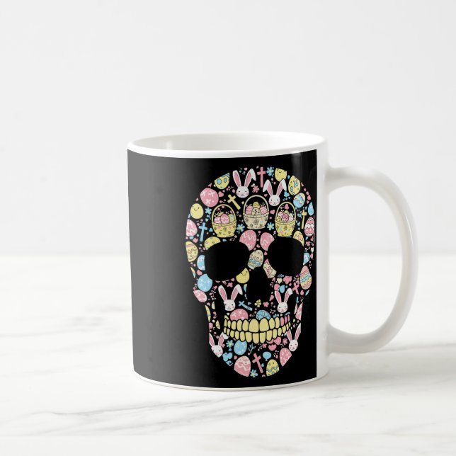 Skull Bunny Easter Egg Easter Day Womens Mens Kids Coffee Mug (Right)