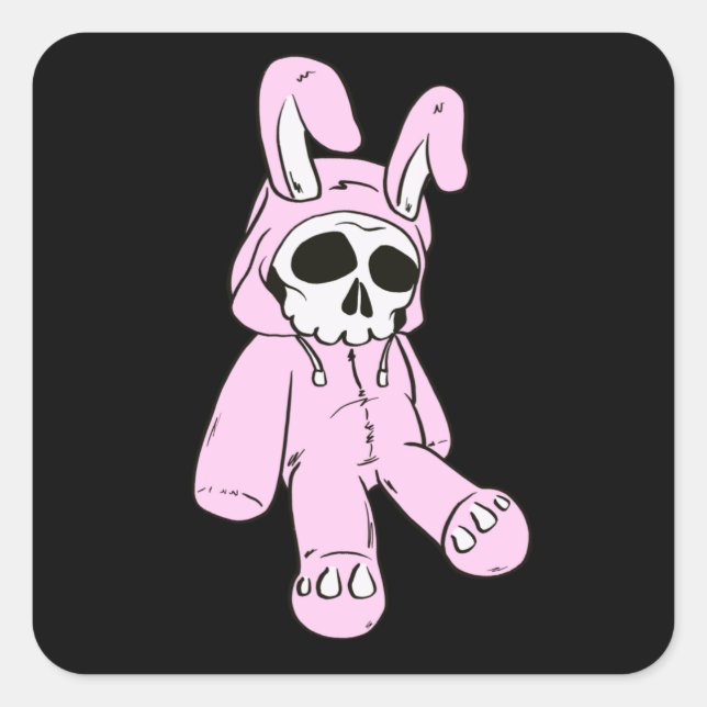 Skull Bunny Pink Dead Bunny Costume Skeleton Square Sticker (Front)