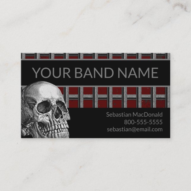 Skull Business Card Rock Band Metal Musician Music (Front)