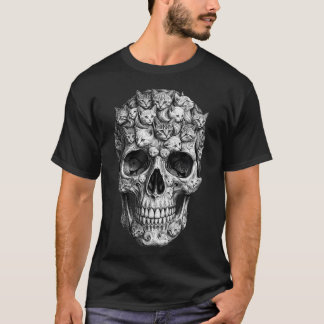 Skull But It's Cats Kitty Skeleton Halloween Cat T-Shirt