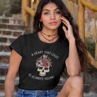 Skull Butterfly Flower Heart Love Quote T-Shirt