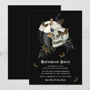 Skull Butterfly Pumpkin Halloween Party Invitation