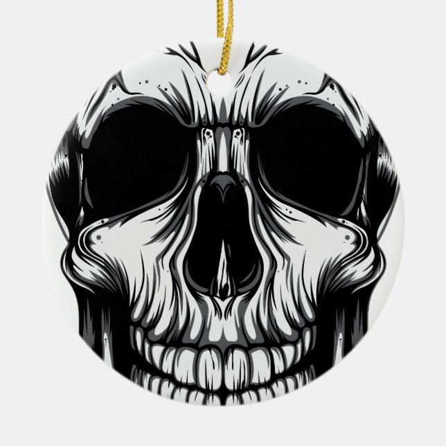 SKULL by THE ART DUMP Ceramic Tree Decoration (Front)