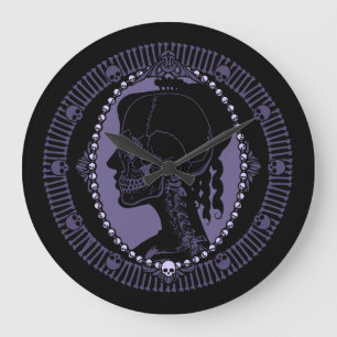 Skull Cameo Silhouette Large Clock