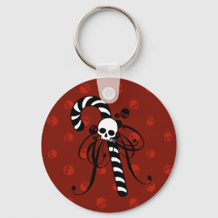 Skull Candy Cane Key Ring