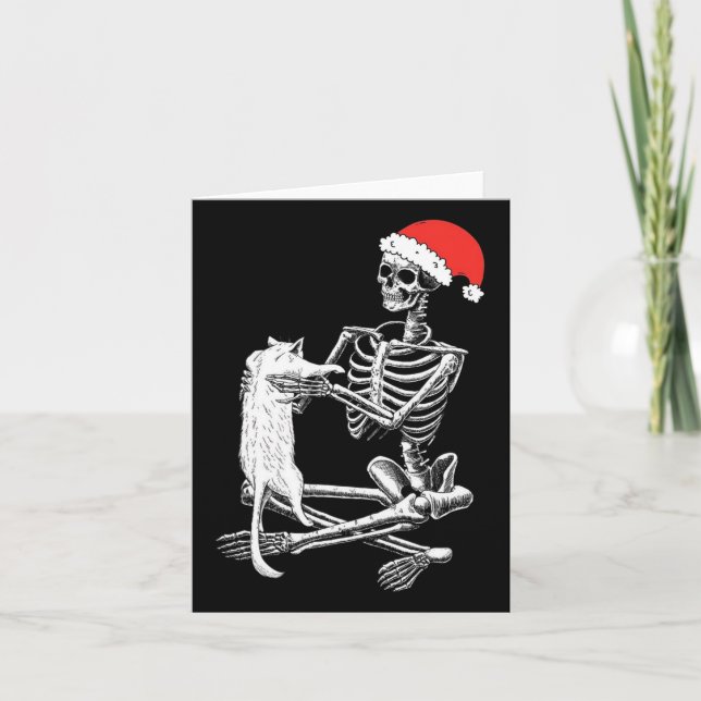 Skull Cat Christmas  Card (Front)