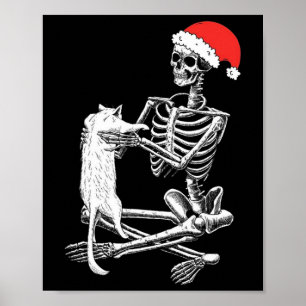 Skull Cat Christmas Poster