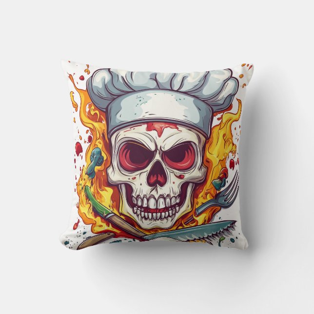 Skull Chef Kitchen Master Cushion (Front)